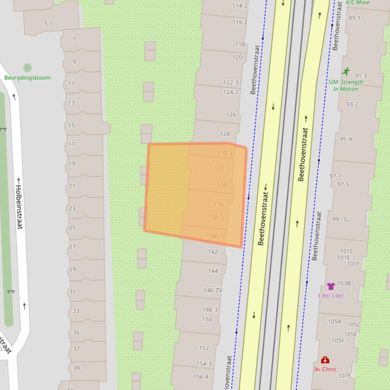 Kaart van postcodegebied 1077JS.