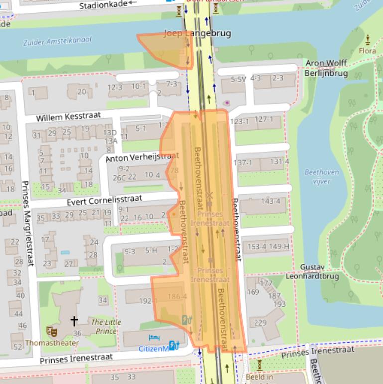 Kaart van postcodegebied 1077JX.