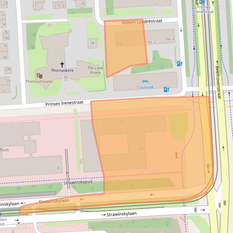 Kaart van postcodegebied 1077JZ.