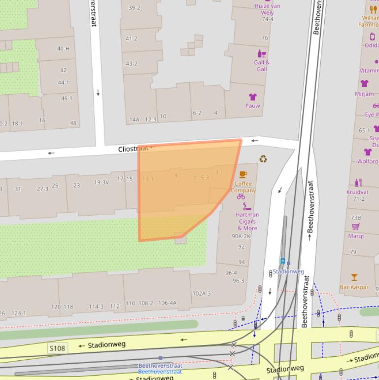 Kaart van postcodegebied 1077KA.