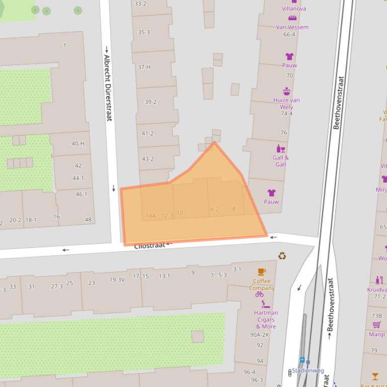 Kaart van postcodegebied 1077KG.