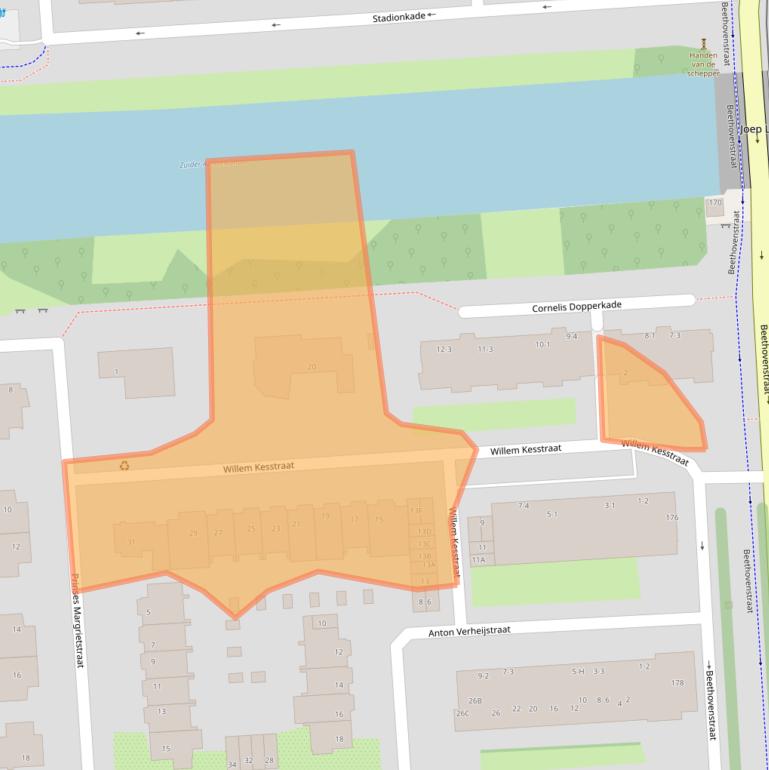 Kaart van postcodegebied 1077KR.