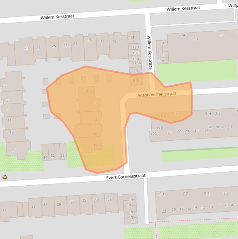 Kaart van postcodegebied 1077KT.