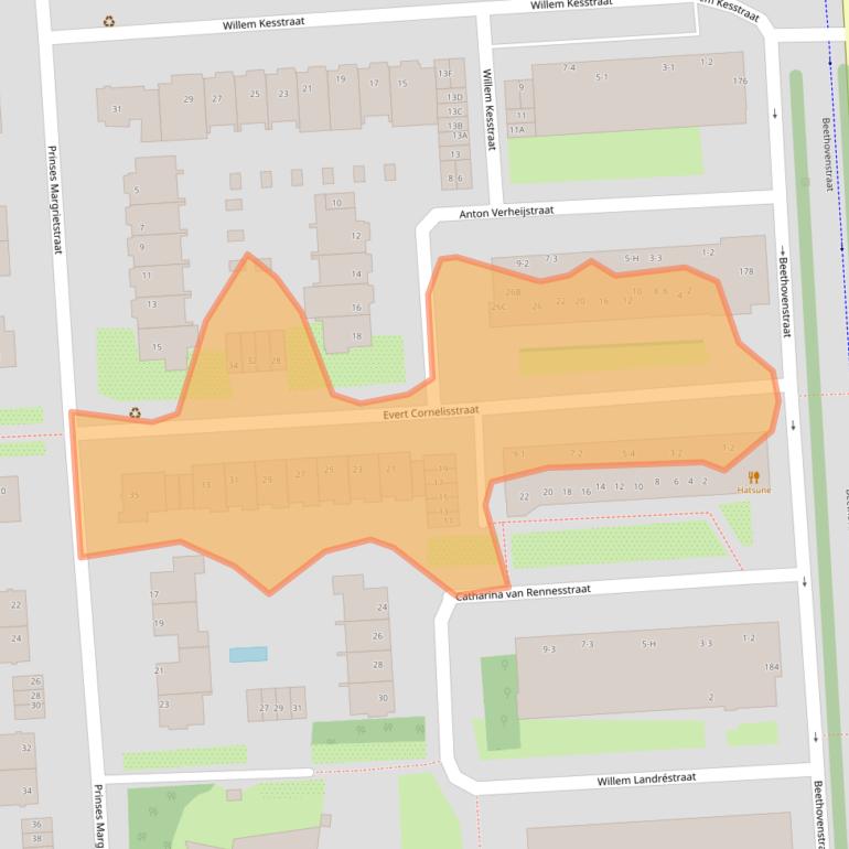 Kaart van postcodegebied 1077KV.