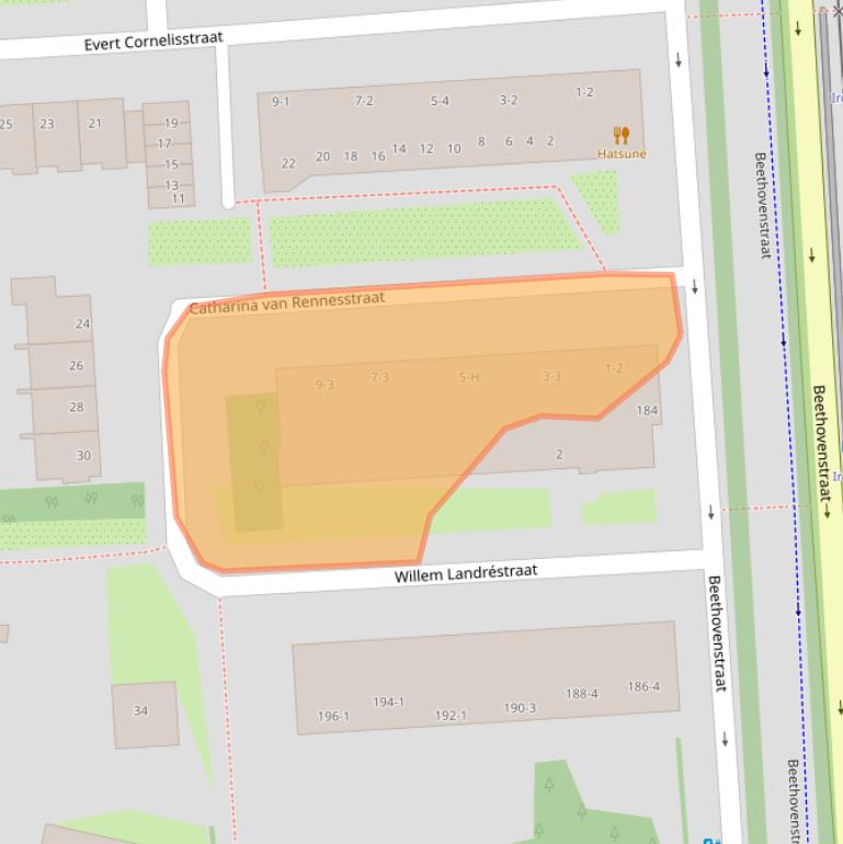 Kaart van postcodegebied 1077KW.