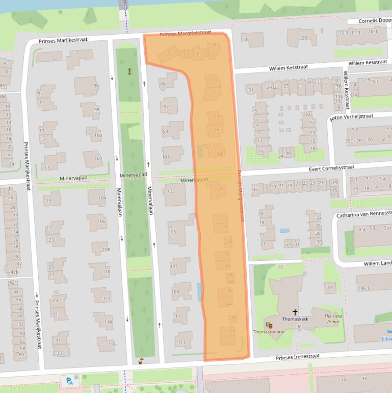 Kaart van postcodegebied 1077LA.