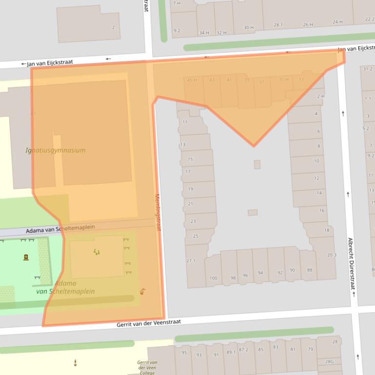 Kaart van postcodegebied 1077LH.