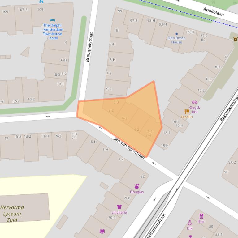 Kaart van postcodegebied 1077LJ.