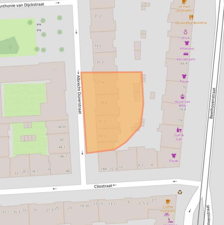 Kaart van postcodegebied 1077LX.