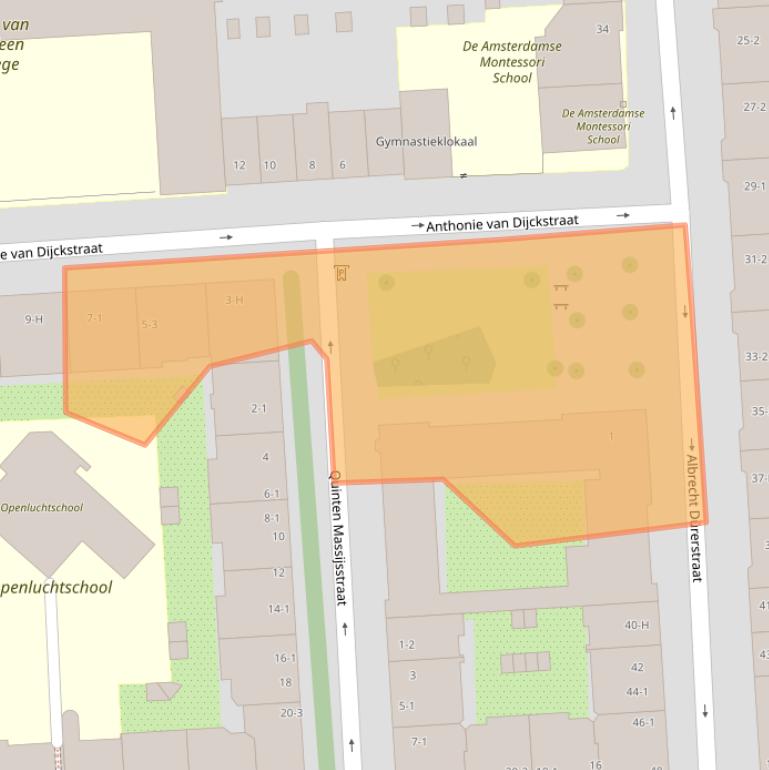 Kaart van postcodegebied 1077ME.