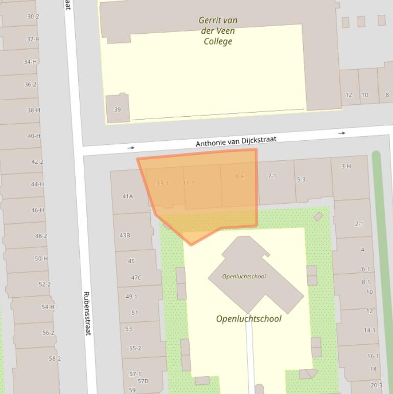 Kaart van postcodegebied 1077MG.