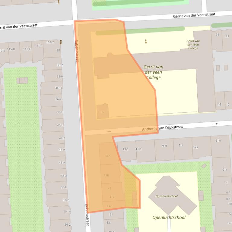 Kaart van postcodegebied 1077MJ.