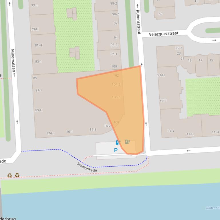 Kaart van postcodegebied 1077NC.