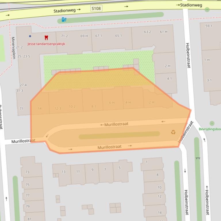 Kaart van postcodegebied 1077NE.