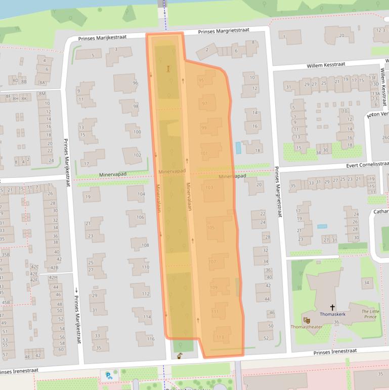 Kaart van postcodegebied 1077NV.