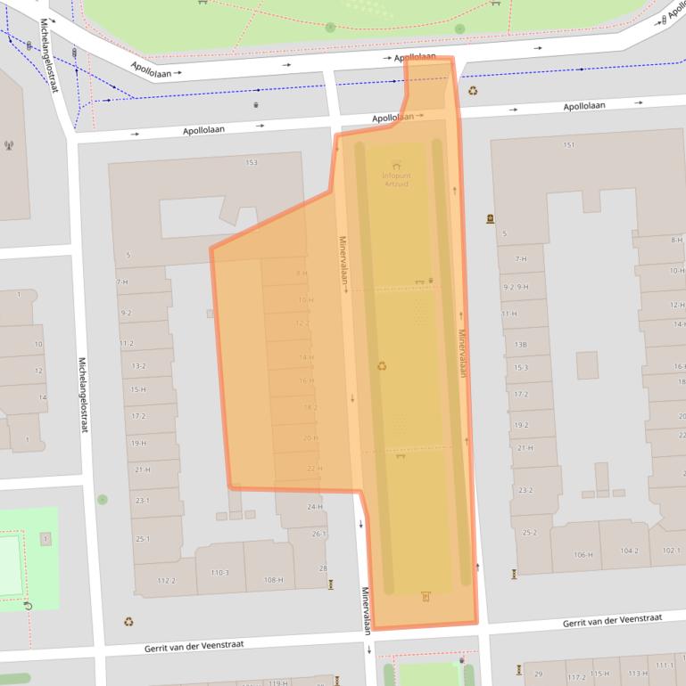 Kaart van postcodegebied 1077NX.