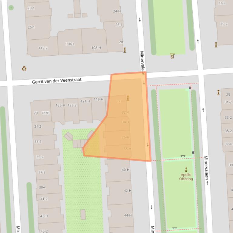 Kaart van postcodegebied 1077PA.