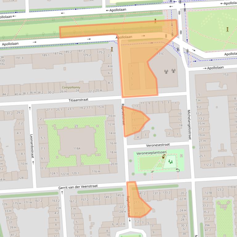 Kaart van postcodegebied 1077PN.