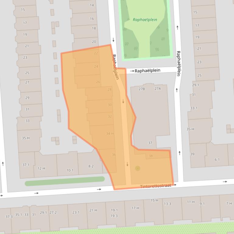 Kaart van postcodegebied 1077RA.