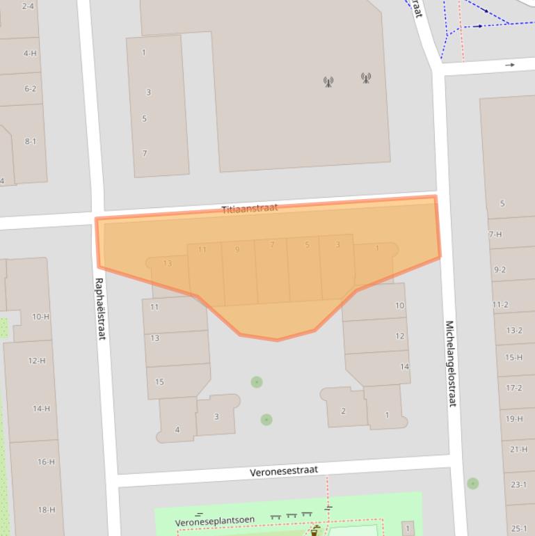 Kaart van postcodegebied 1077RC.