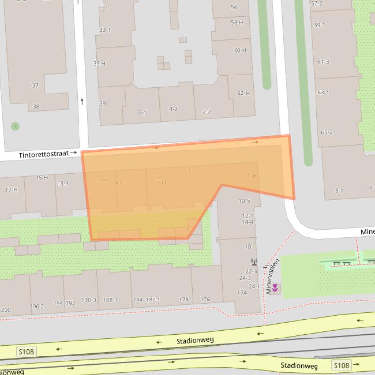 Kaart van postcodegebied 1077RM.