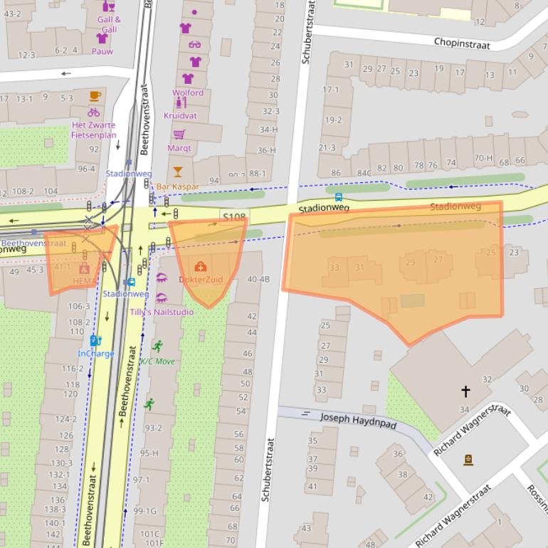 Kaart van postcodegebied 1077RW.