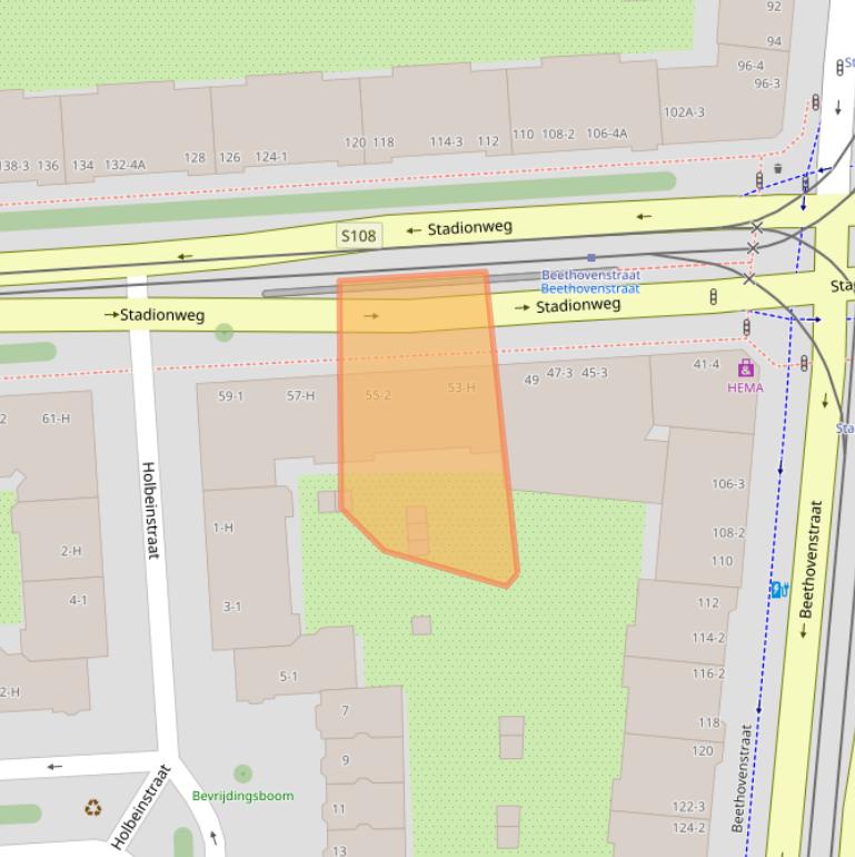 Kaart van postcodegebied 1077RZ.