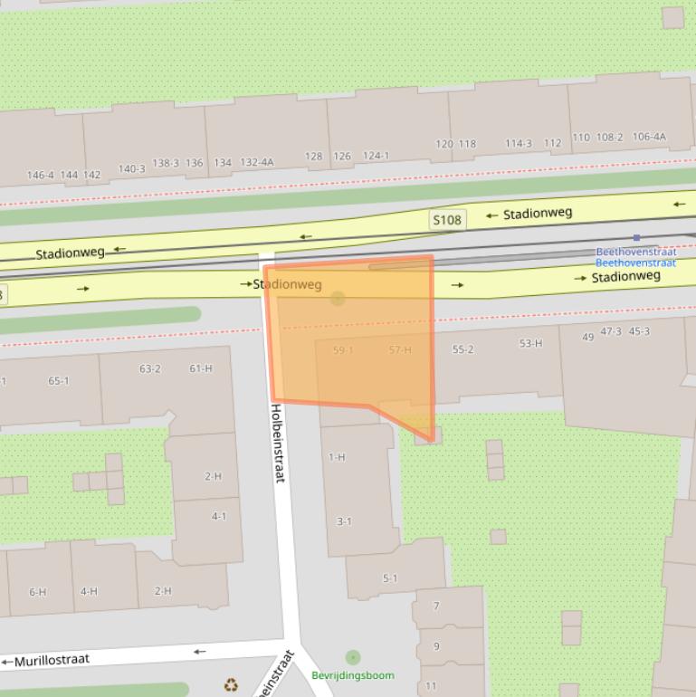 Kaart van postcodegebied 1077SB.