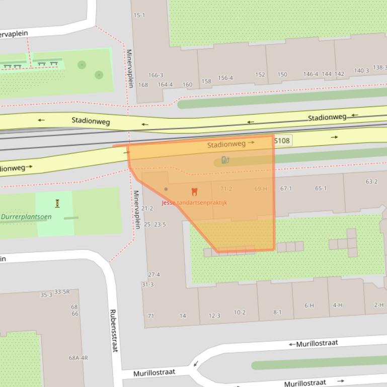 Kaart van postcodegebied 1077SE.