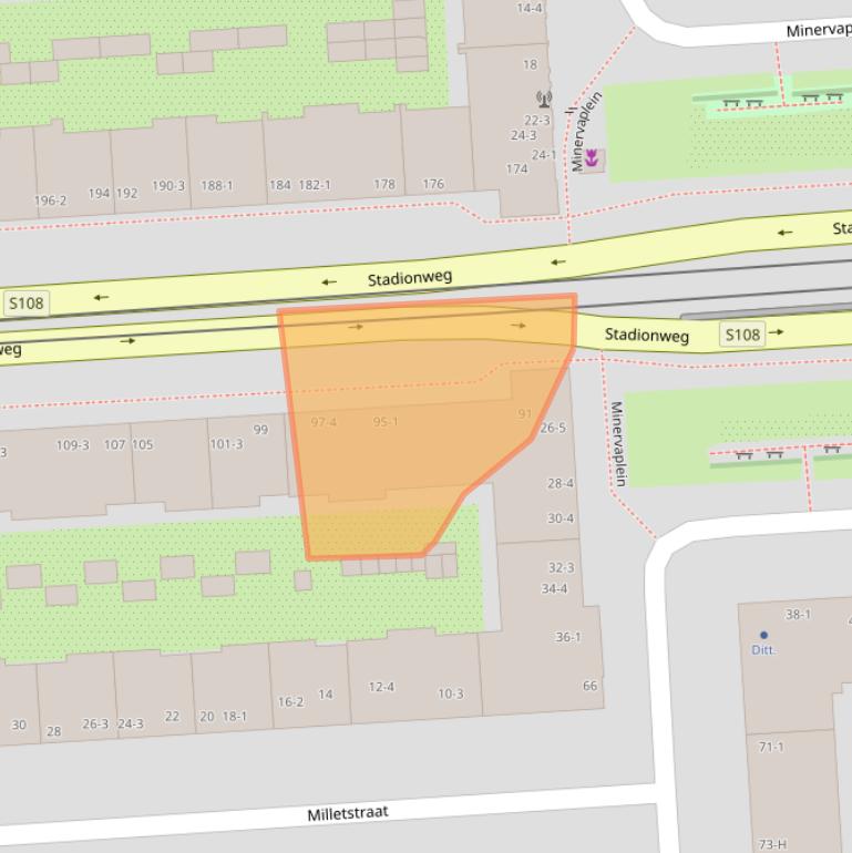 Kaart van postcodegebied 1077SG.