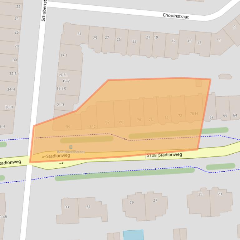 Kaart van postcodegebied 1077SP.
