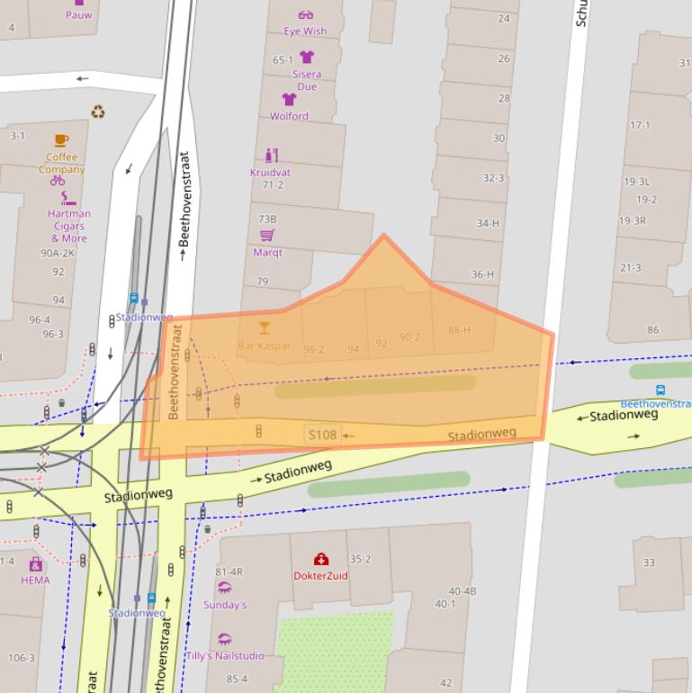 Kaart van postcodegebied 1077SR.