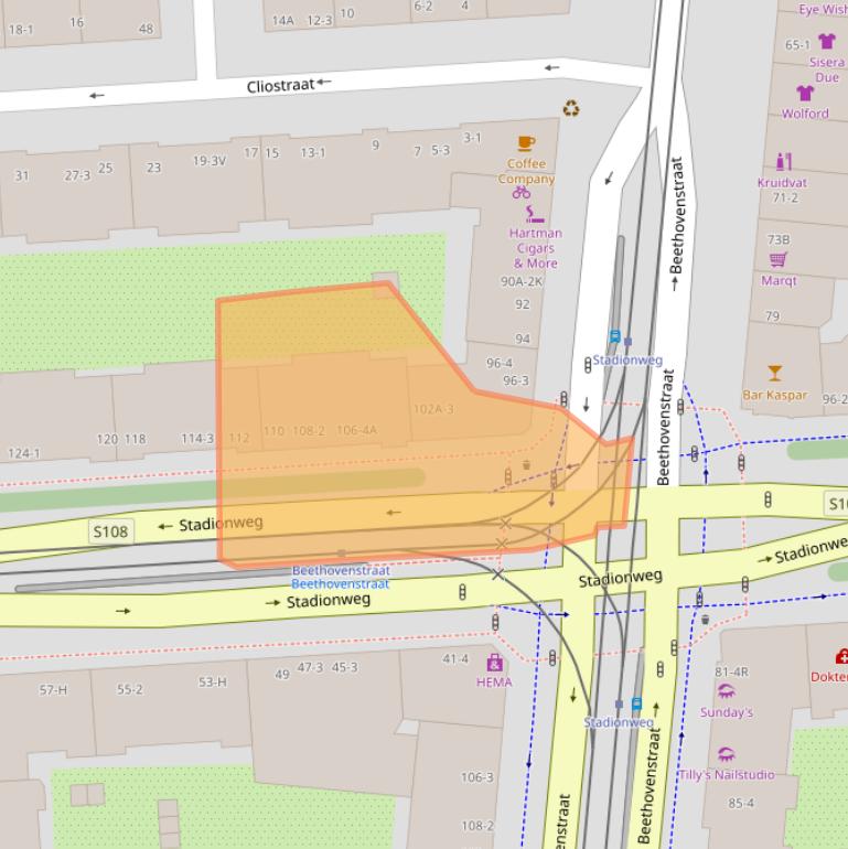 Kaart van postcodegebied 1077ST.