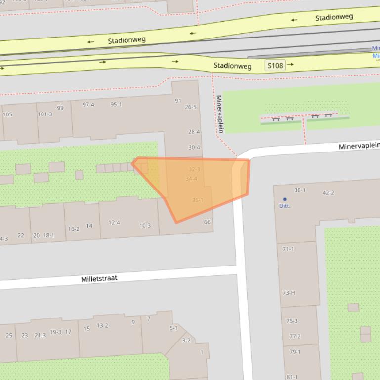 Kaart van postcodegebied 1077TT.