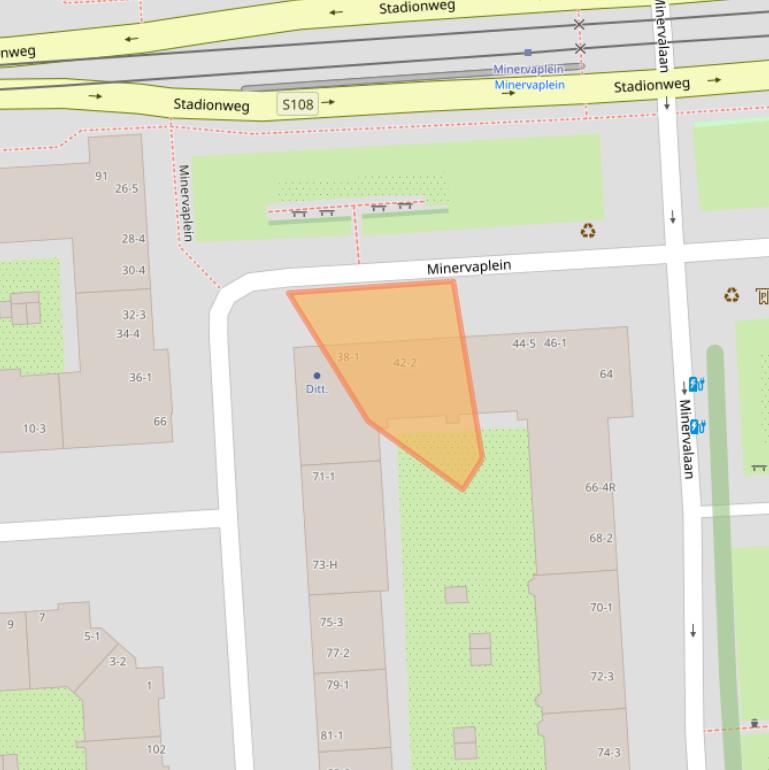 Kaart van postcodegebied 1077TV.