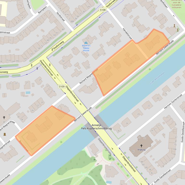 Kaart van postcodegebied 1077TX.