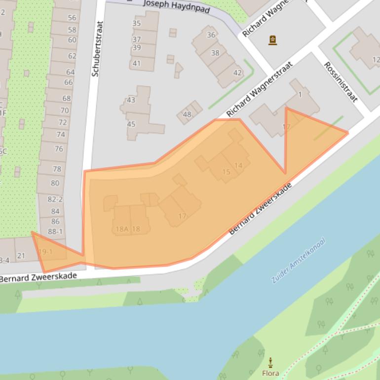 Kaart van postcodegebied 1077TZ.