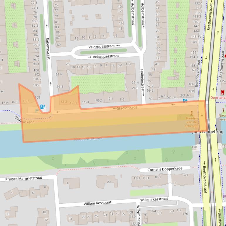 Kaart van postcodegebied 1077VJ.