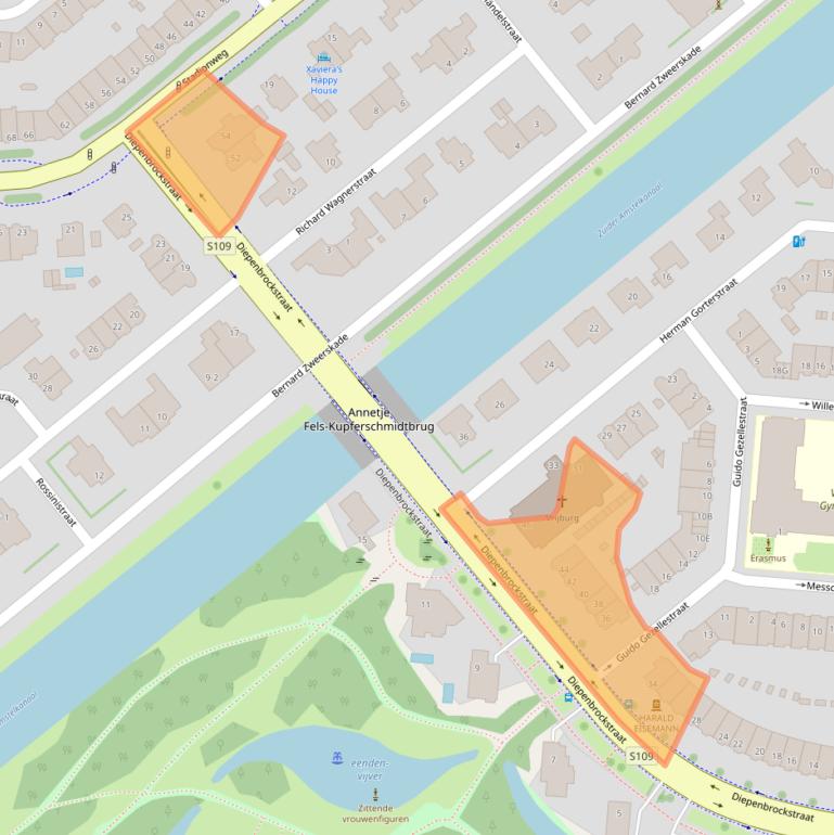 Kaart van postcodegebied 1077WB.