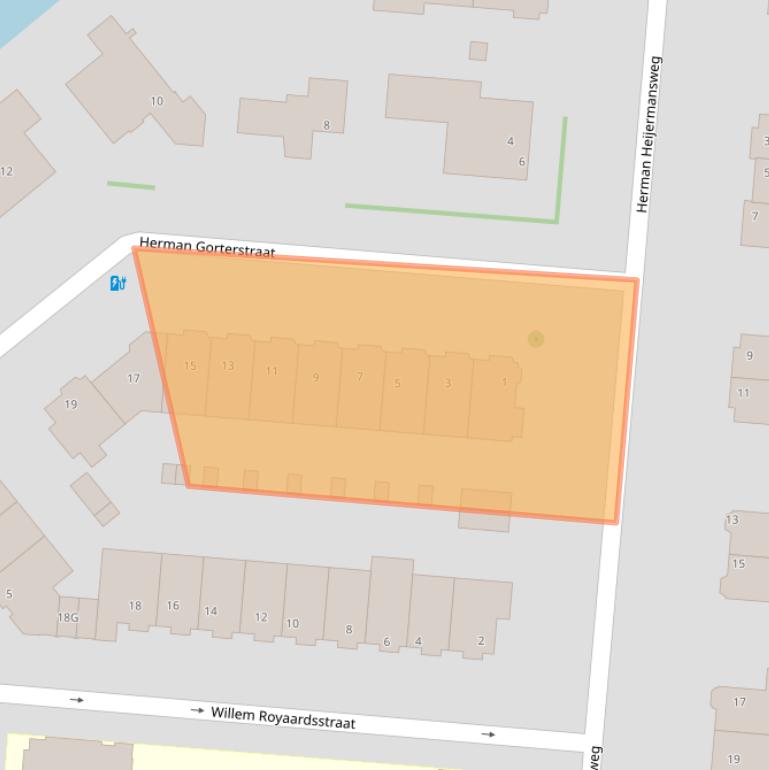 Kaart van postcodegebied 1077WD.