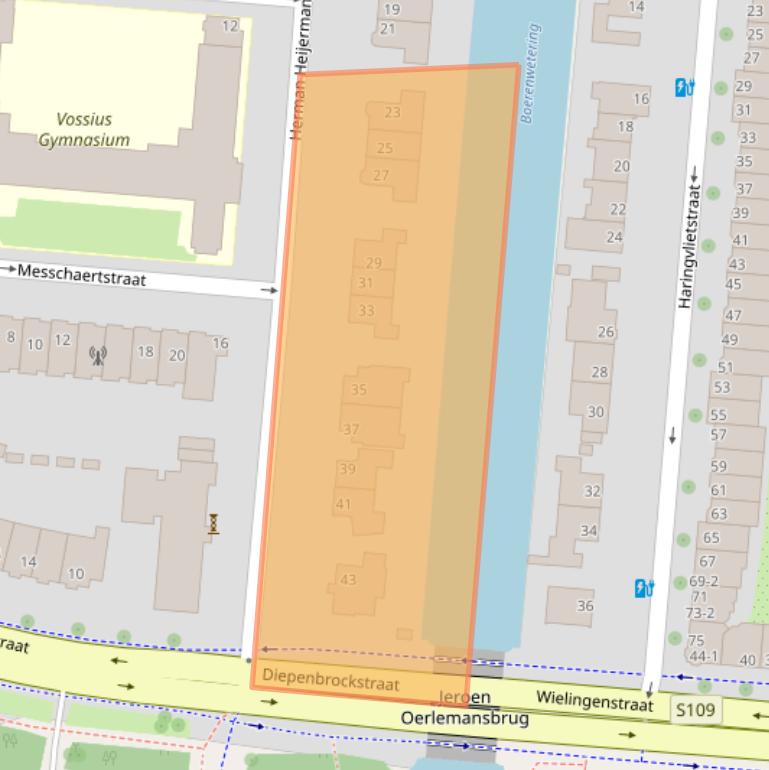Kaart van postcodegebied 1077WK.