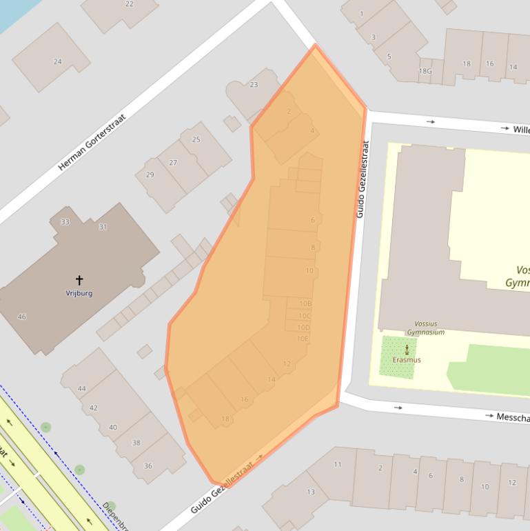 Kaart van postcodegebied 1077WP.