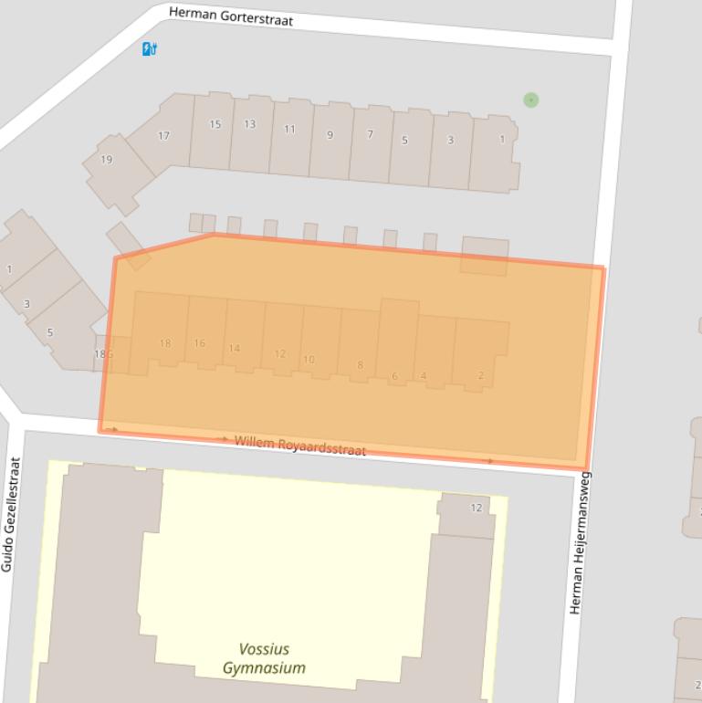 Kaart van postcodegebied 1077WR.