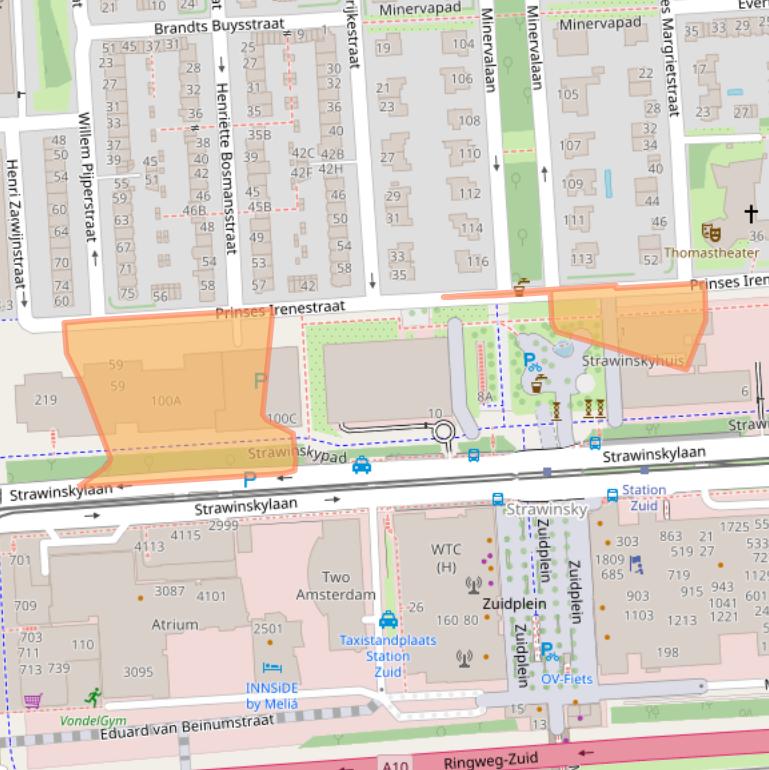 Kaart van postcodegebied 1077WV.