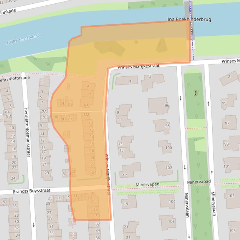 Kaart van postcodegebied 1077XC.
