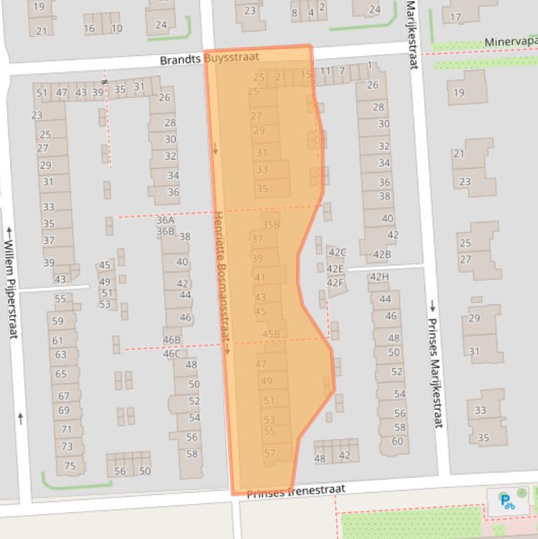 Kaart van postcodegebied 1077XG.