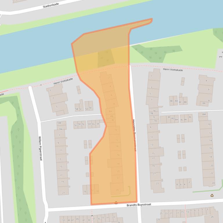 Kaart van postcodegebied 1077XH.