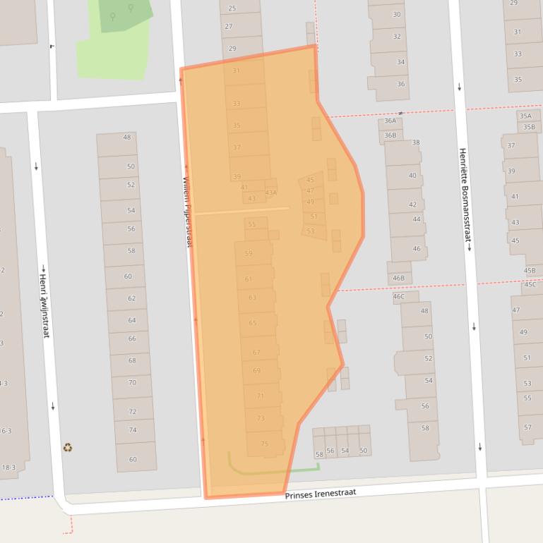 Kaart van postcodegebied 1077XL.