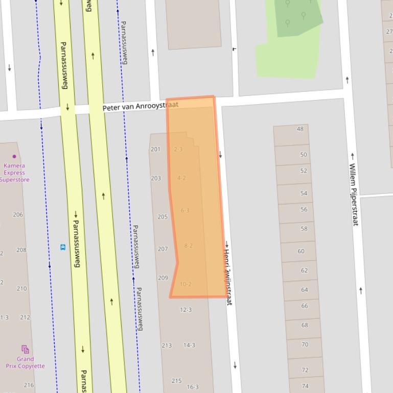 Kaart van postcodegebied 1077XP.