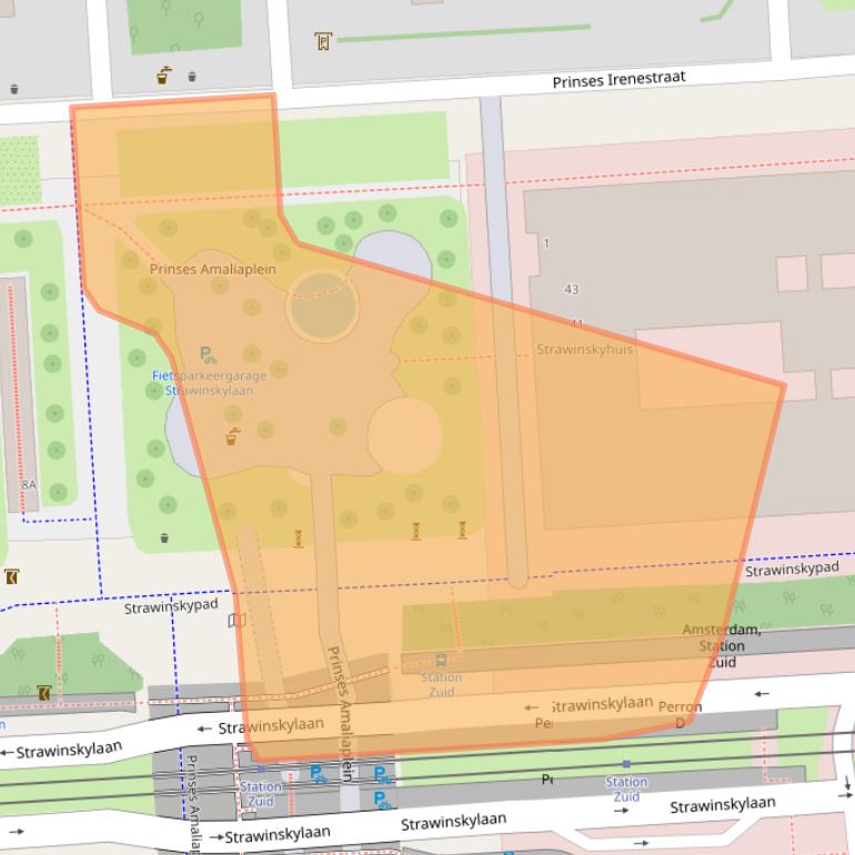 Kaart van postcodegebied 1077XS.